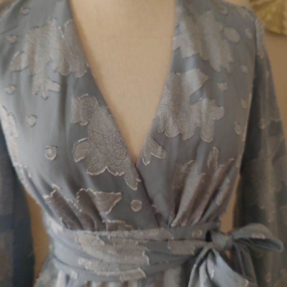 NWT Saints+Screts Blue Floral Tiered Romper Dress with Long Sash Belt SZ Small - Picture 4 of 14